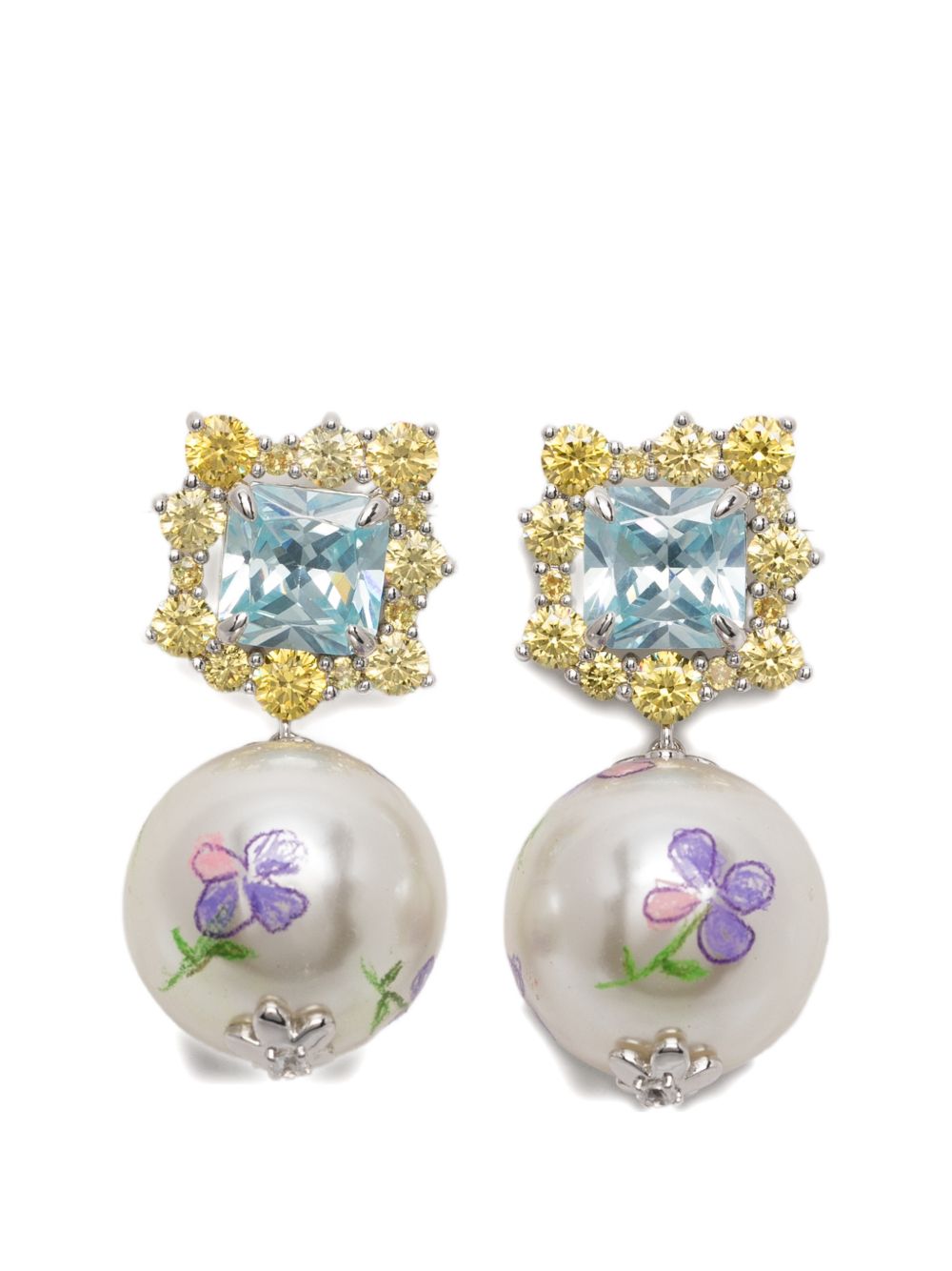 Orecchini con stampa floreale in argento Yvmin - donna 