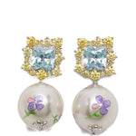 Orecchini con stampa floreale in argento Yvmin - donna 