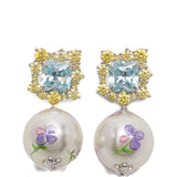 Orecchini con stampa floreale in argento Yvmin - donna 