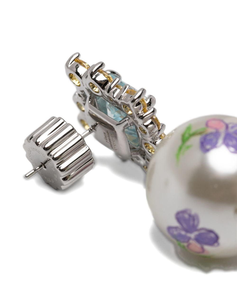 Orecchini con stampa floreale in argento Yvmin - donna 
