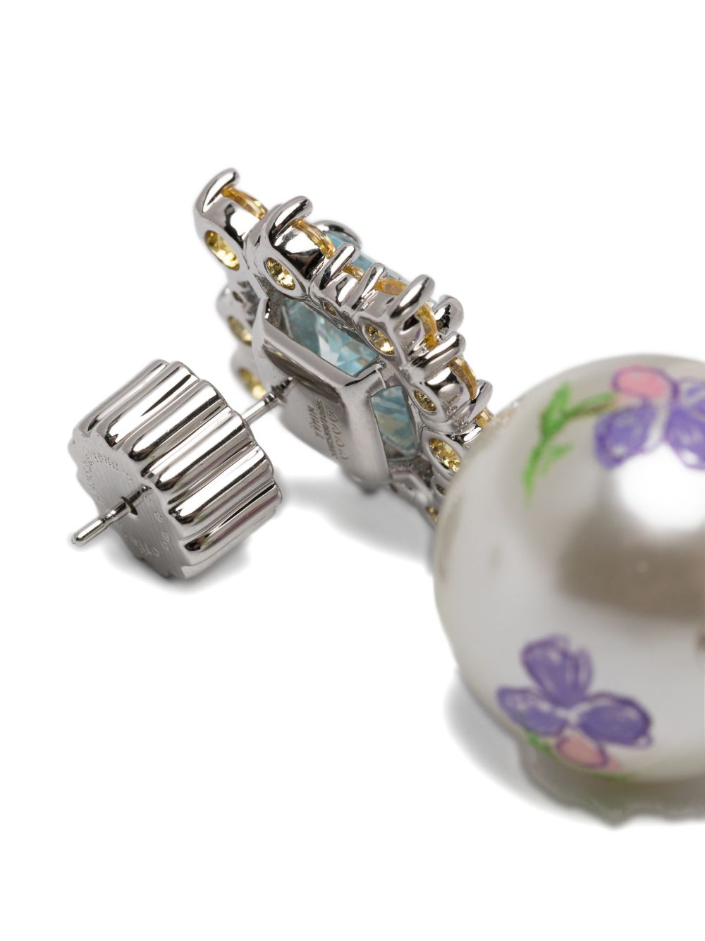 Orecchini con stampa floreale in argento Yvmin - donna 