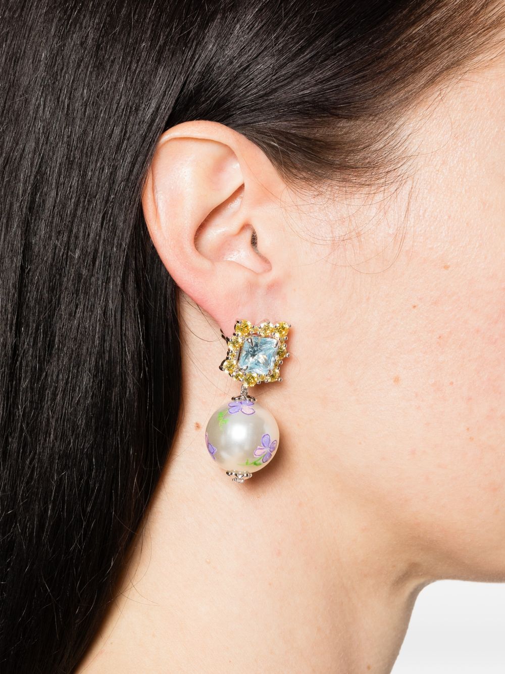 Orecchini con stampa floreale in argento Yvmin - donna 