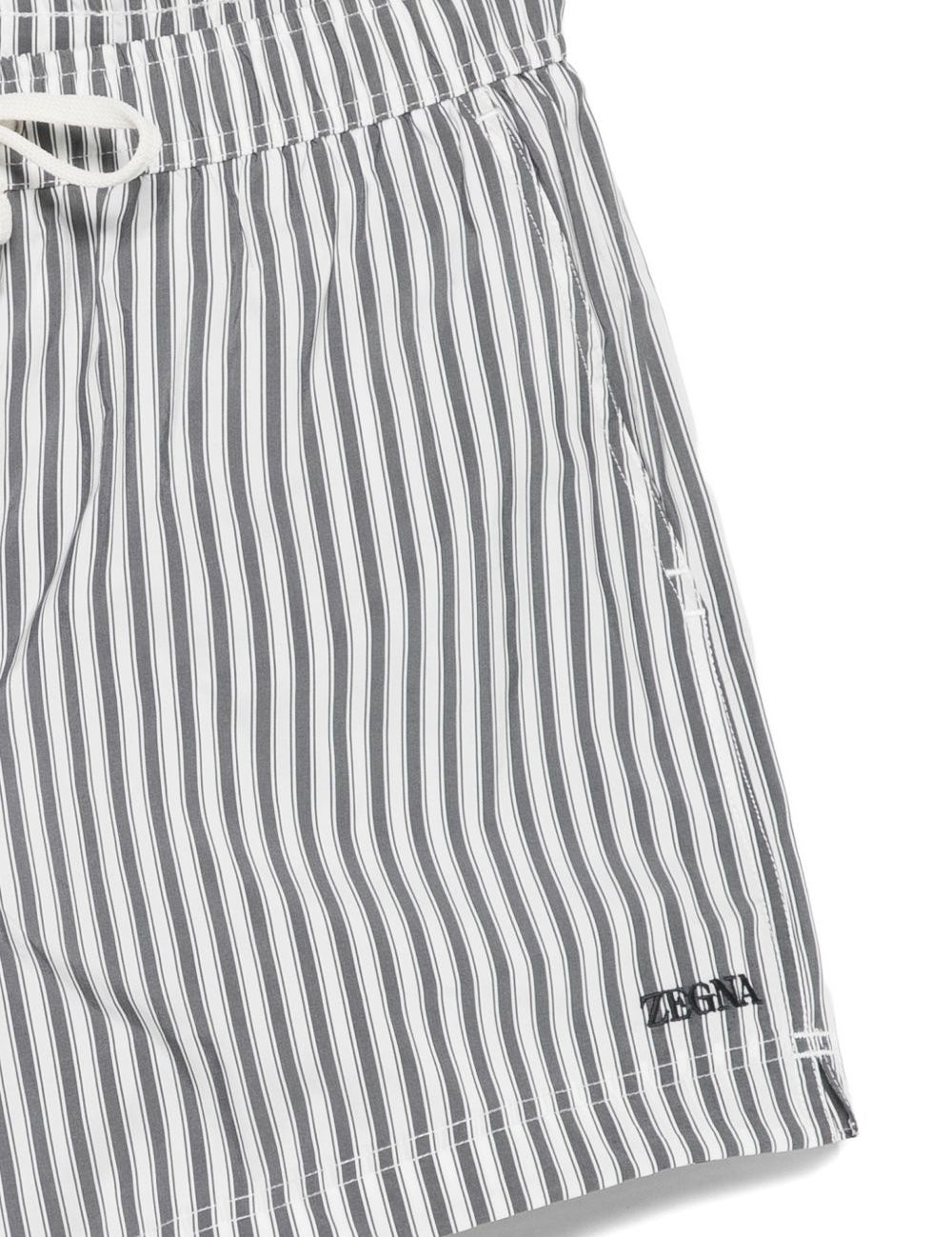 Costume da bagno a righe con coulisse in bianco e grigio  Zegna - uomo 
