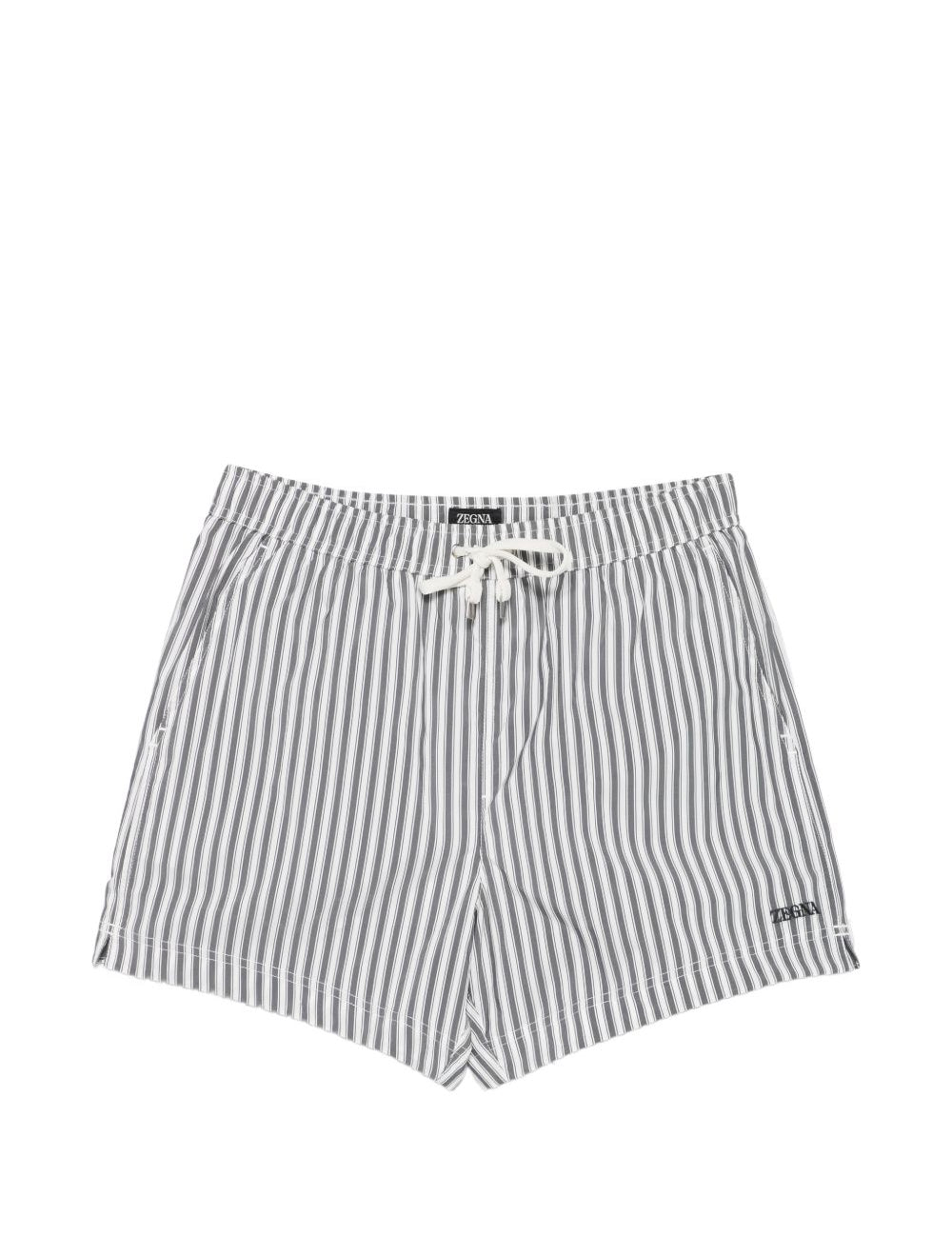 Costume da bagno a righe con coulisse in bianco e grigio  Zegna - uomo 