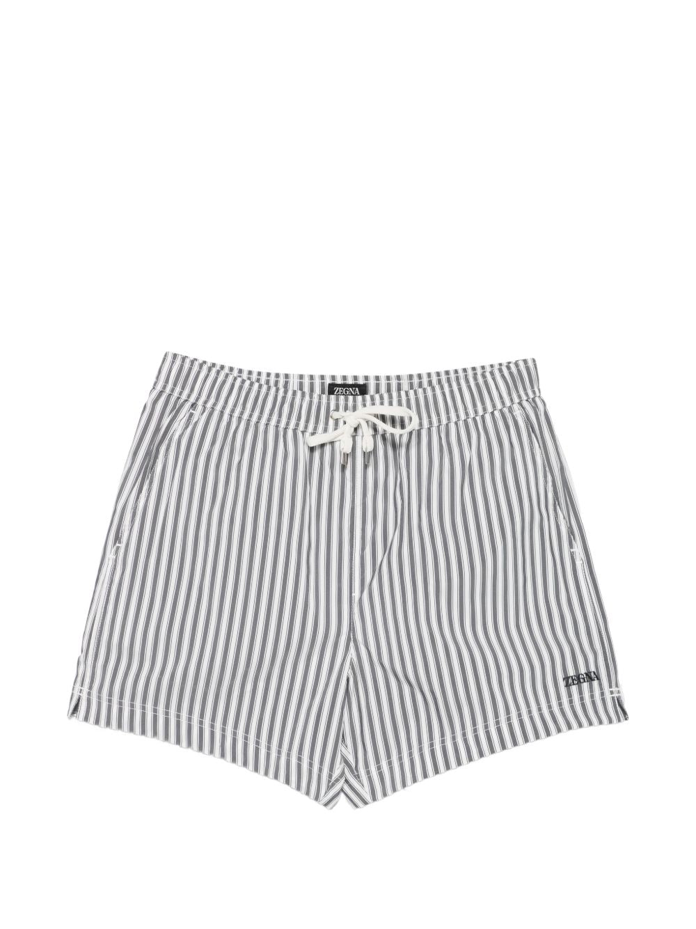 Costume da bagno a righe con coulisse in bianco e grigio  Zegna - uomo 