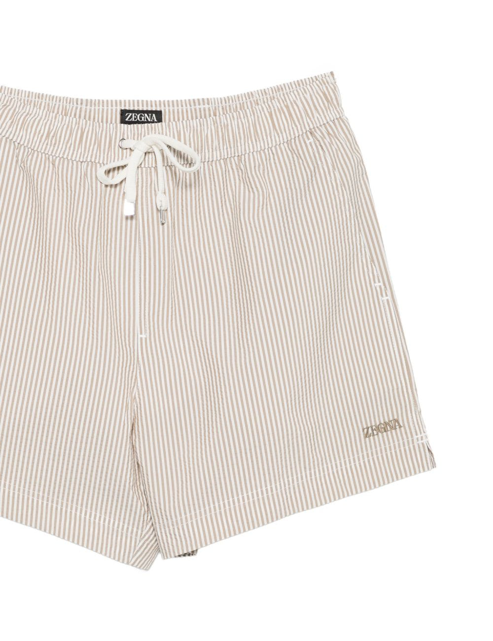 Costume da bagno a righe con coulisse in beige Zegna - uomo 