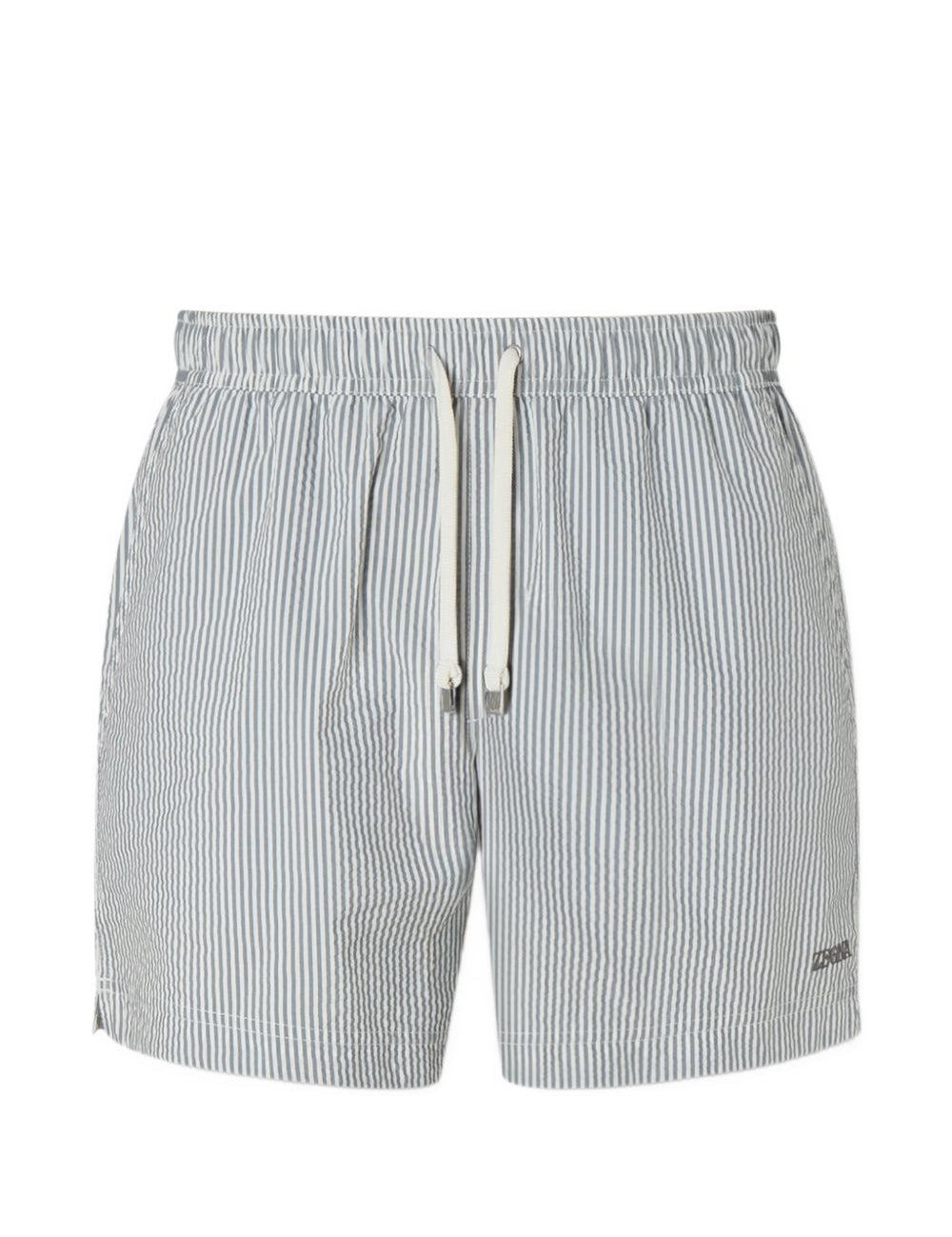 Costume da bagno a righe con coulisse in bianco e grigio  Zegna - uomo 