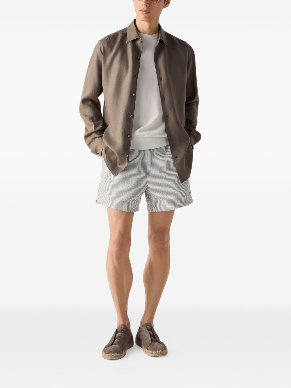 Costume da bagno a righe con coulisse in bianco e grigio  Zegna - uomo 