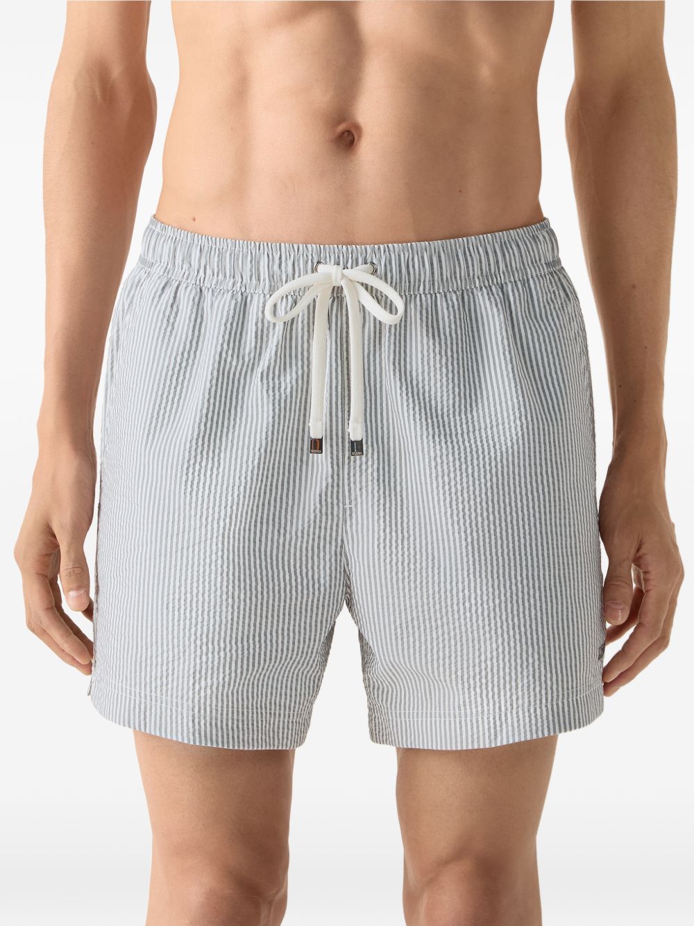 Costume da bagno a righe con coulisse in bianco e grigio  Zegna - uomo 