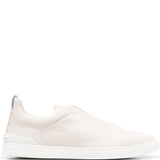 Sneakers a punta rotonda con tripla cucitura in avorio Zegna - uomo 