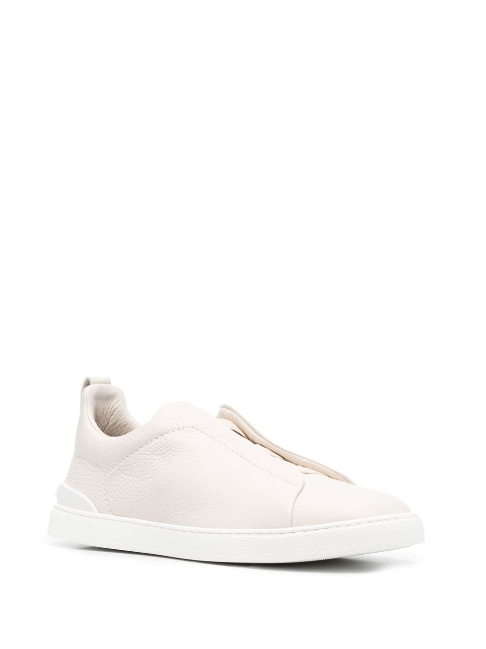 Sneakers a punta rotonda con tripla cucitura in avorio Zegna - uomo 