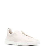 Sneakers a punta rotonda con tripla cucitura in avorio Zegna - uomo 