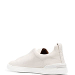 Sneakers a punta rotonda con tripla cucitura in avorio Zegna - uomo 