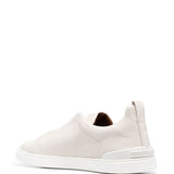 Sneakers a punta rotonda con tripla cucitura in avorio Zegna - uomo 