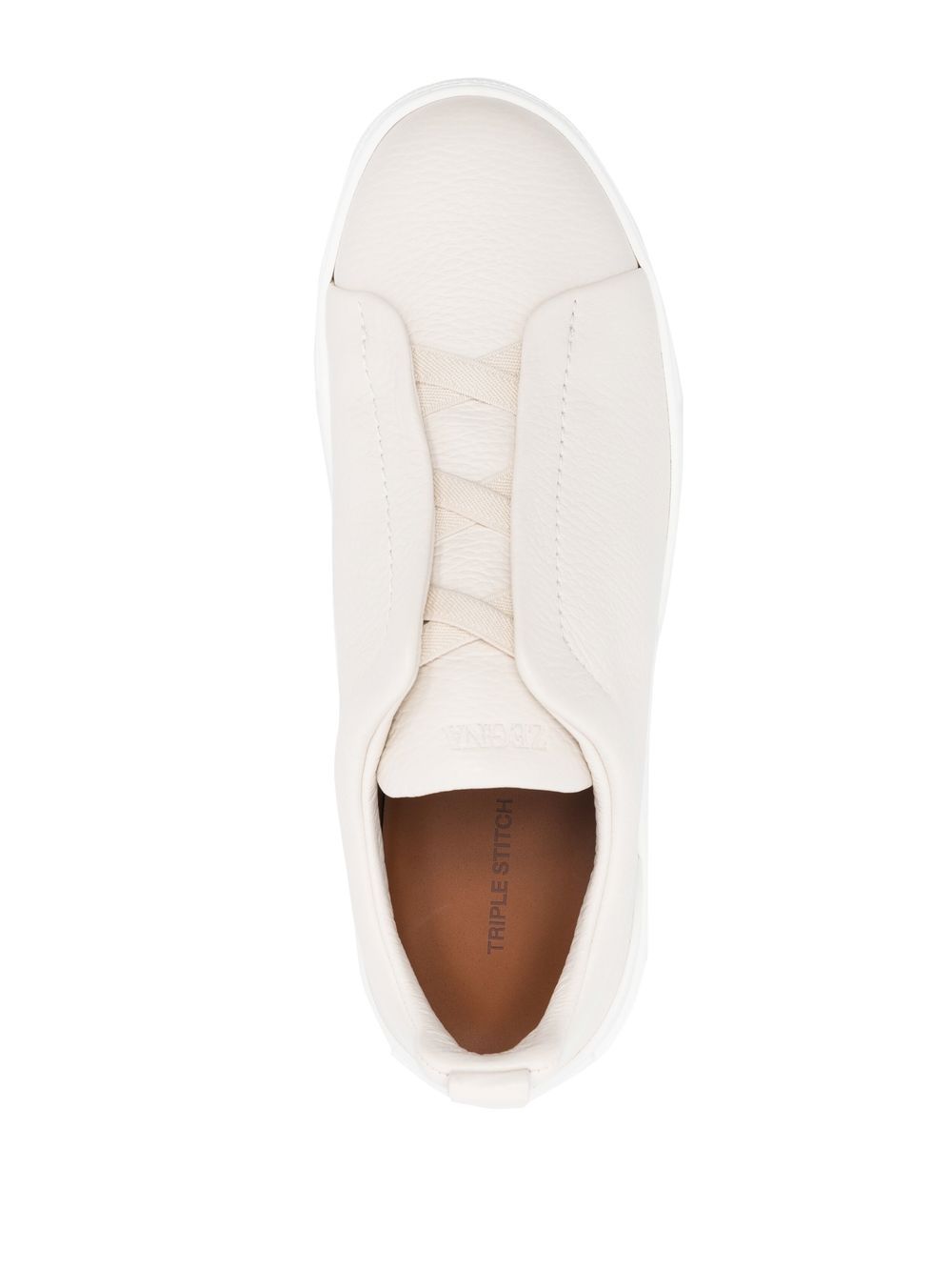 Sneakers a punta rotonda con tripla cucitura in avorio Zegna - uomo 