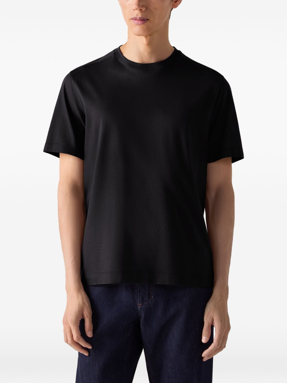 T-shirt in cotone piqué in nero Zegna - uomo 