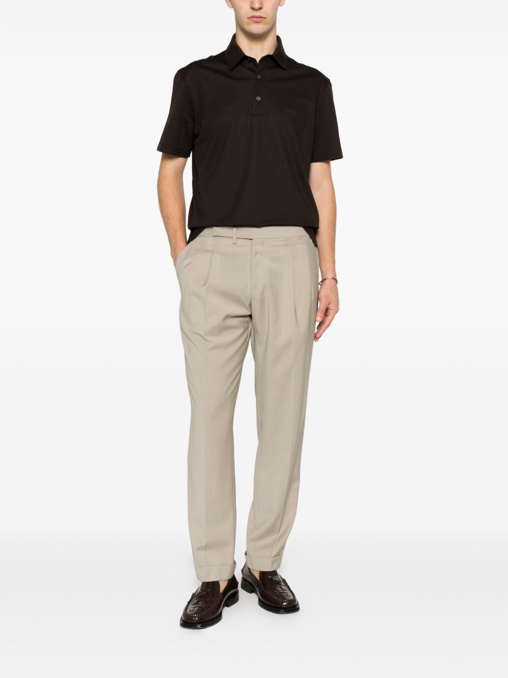 Polo a maniche corte in marrone Zegna - uomo 