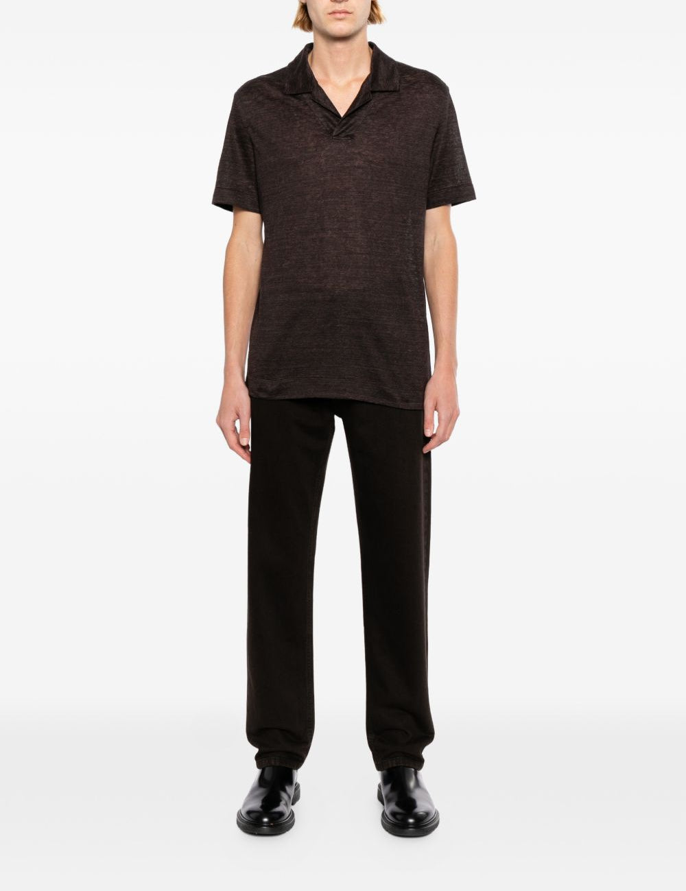 Polo in lino oasi in marrone Zegna - uomo 