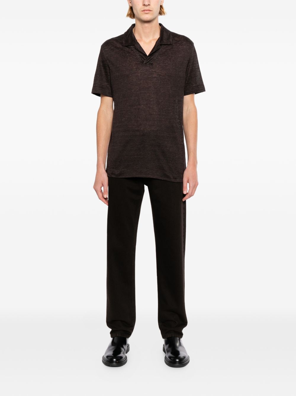 Polo in lino oasi in marrone Zegna - uomo 