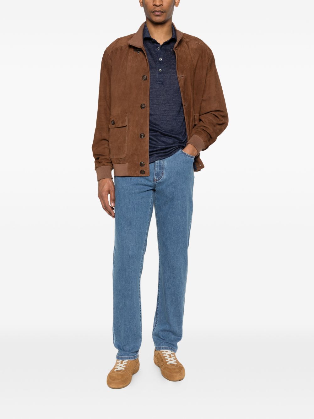 Polo con bottoni in blu Zegna - uomo 