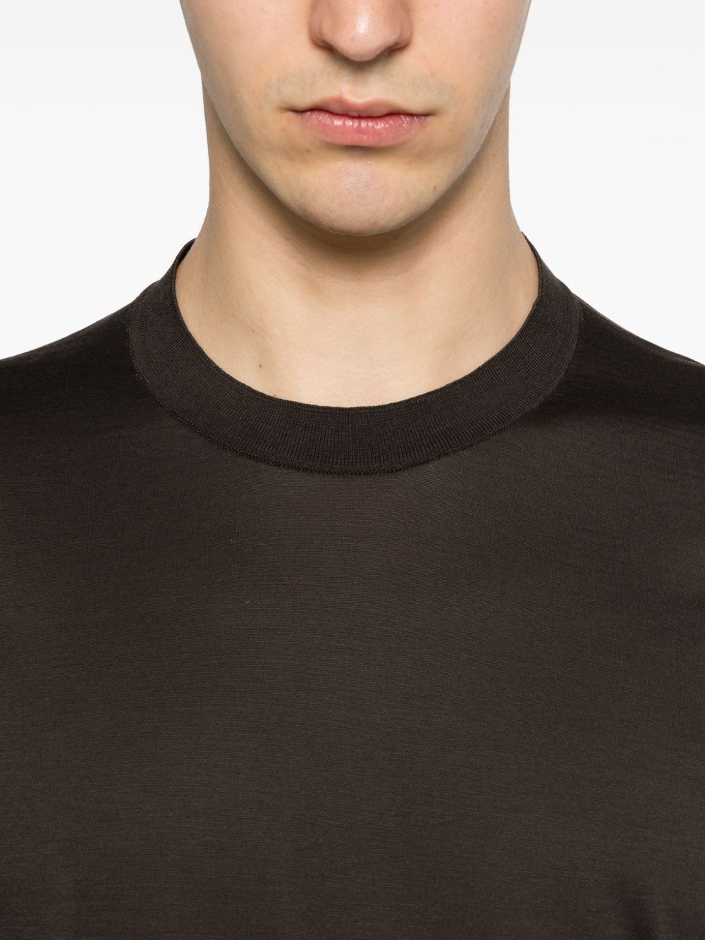 T-shirt a maniche corte con scollo rotondo in marrone Zegna - uomo 