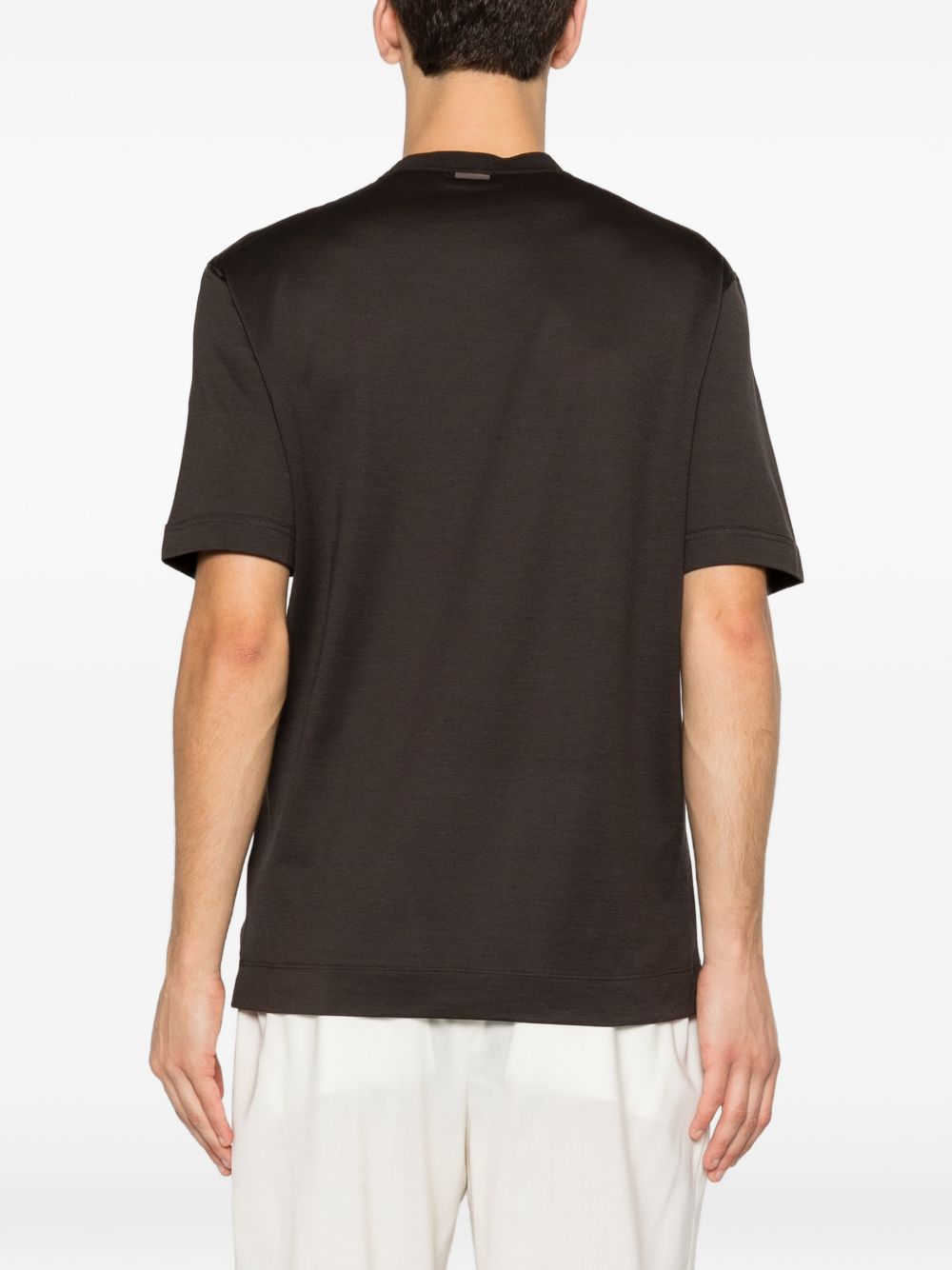 T-shirt a maniche corte con scollo rotondo in marrone Zegna - uomo 