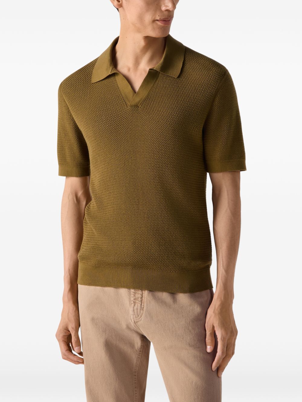 Polo con scollo a V in marrone Zegna - uomo 