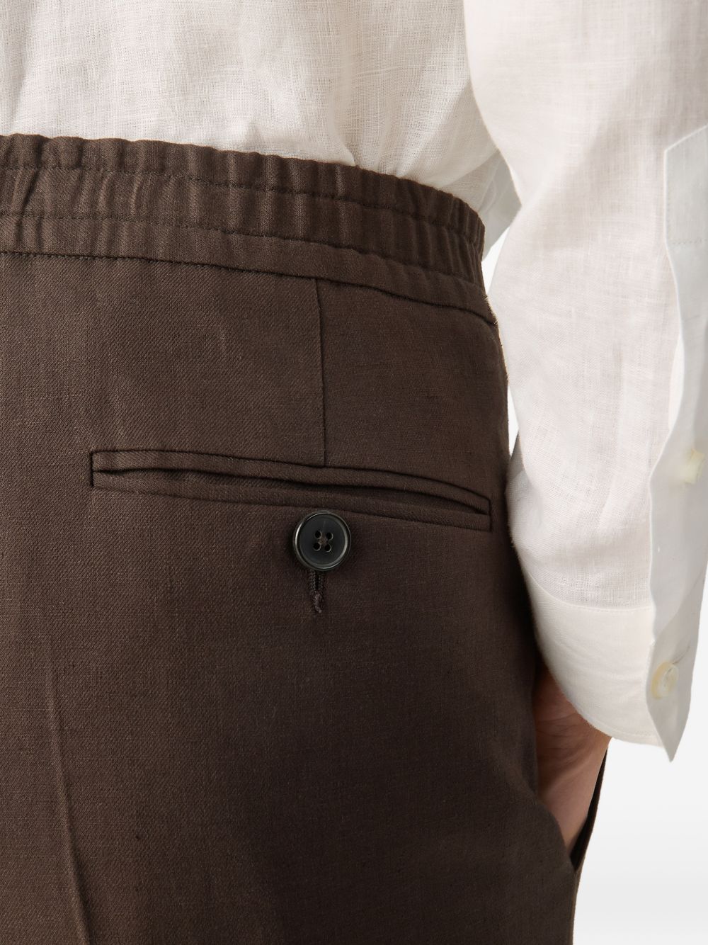 Pantaloni con elastico e bottoni in marrone Zegna - uomo 
