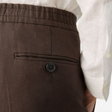 Pantaloni con elastico e bottoni in marrone Zegna - uomo 