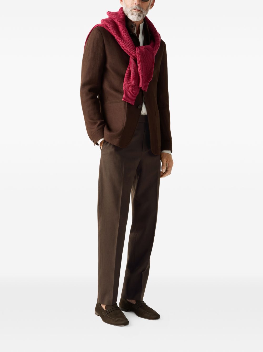 Pantaloni con elastico e bottoni in marrone Zegna - uomo 