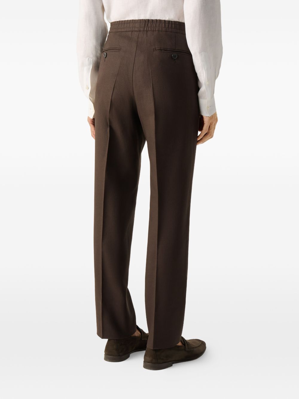 Pantaloni con elastico e bottoni in marrone Zegna - uomo 