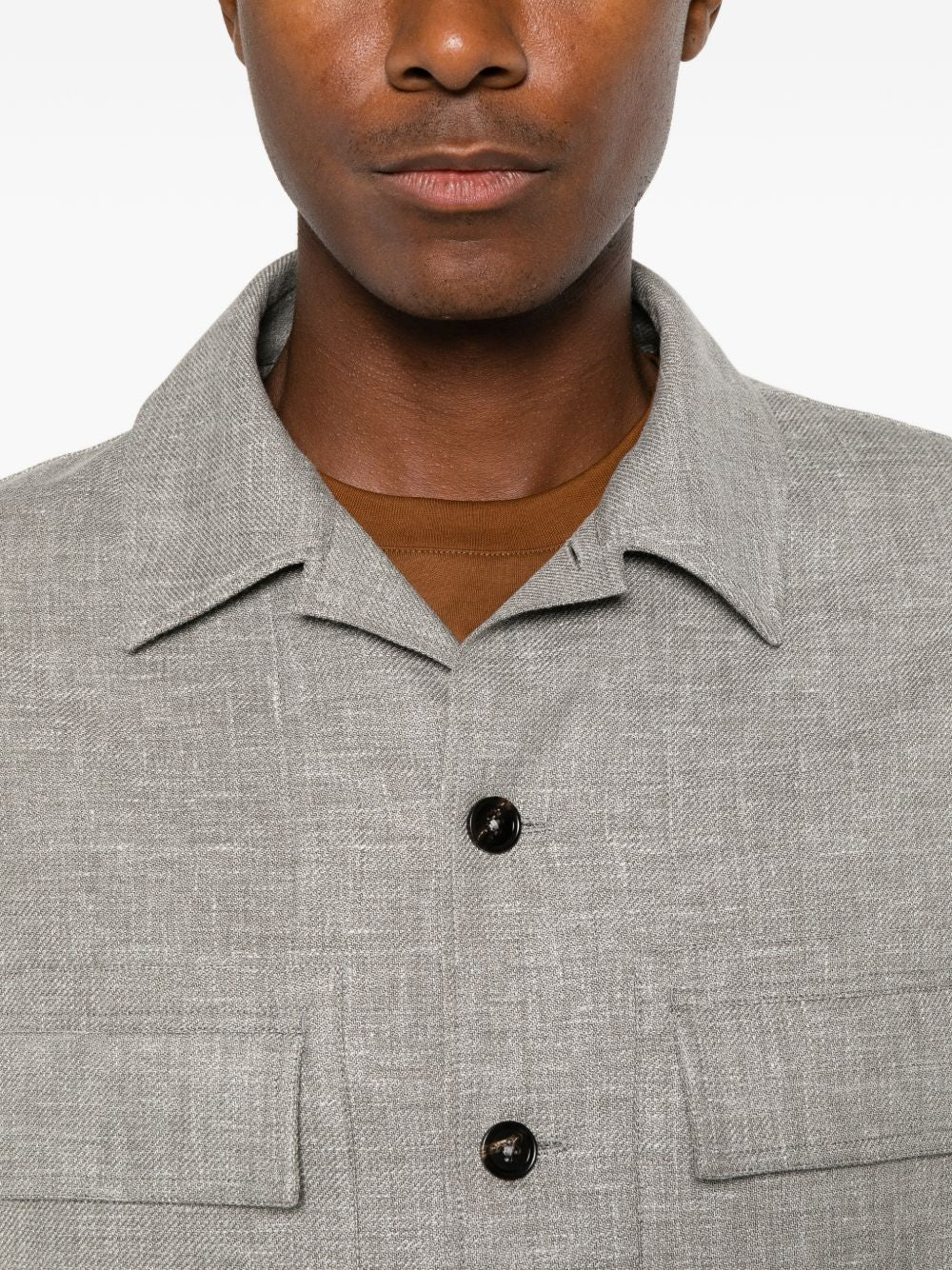 Camicia con bottoni e tasca con patta in grigio Zegna - uomo 