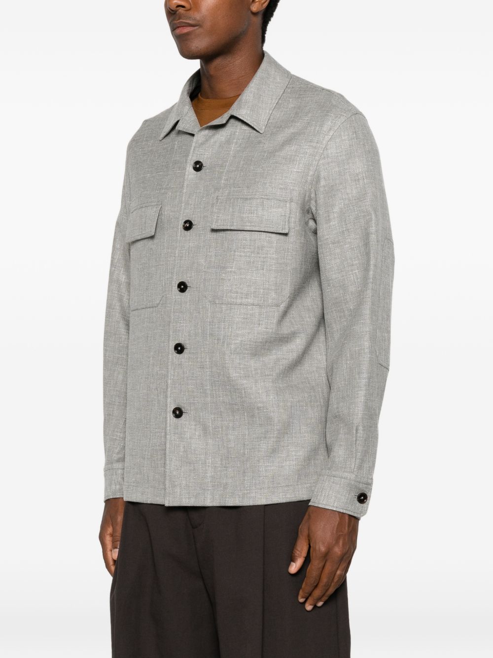 Camicia con bottoni e tasca con patta in grigio Zegna - uomo 
