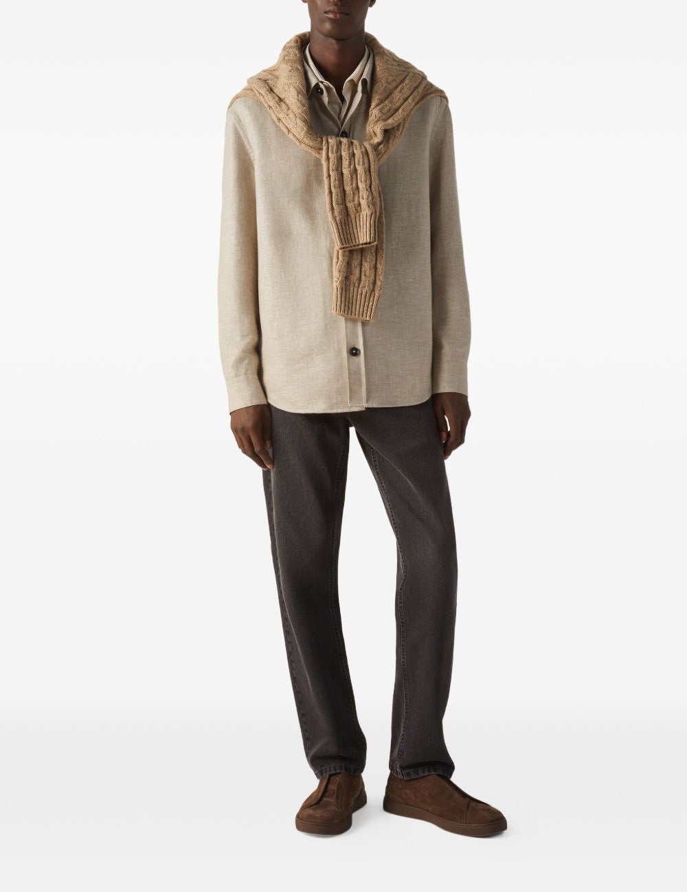 Camicia con bottoni in beige Zegna - uomo 