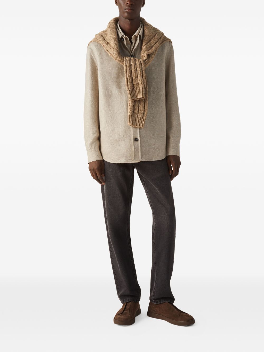 Camicia con bottoni in beige Zegna - uomo 