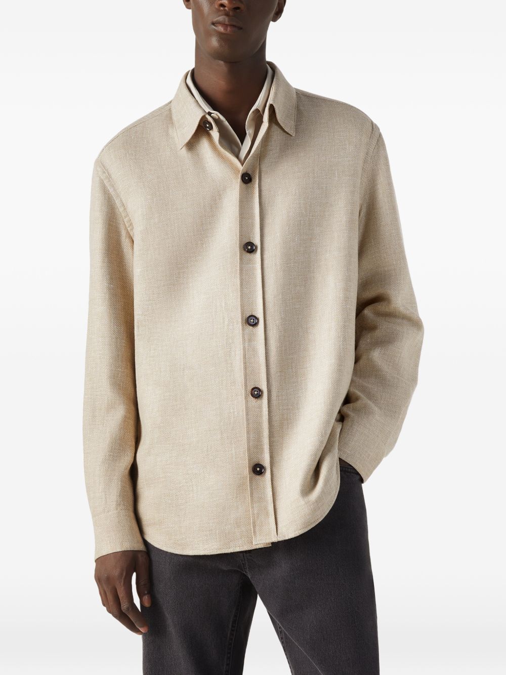 Camicia con bottoni in beige Zegna - uomo 