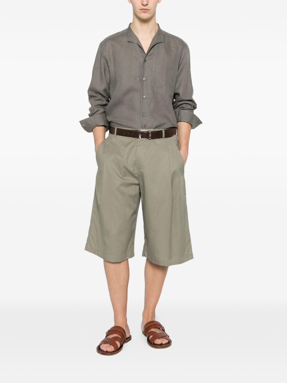 Camicia a maniche lunghe in lino in grigio Zegna - uomo 