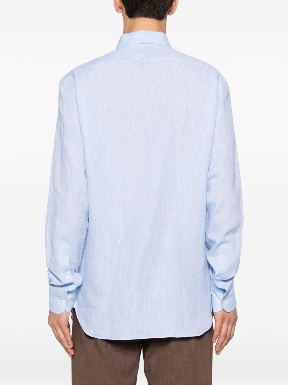 Camicia a maniche lunghe in lino in blu Zegna - uomo 