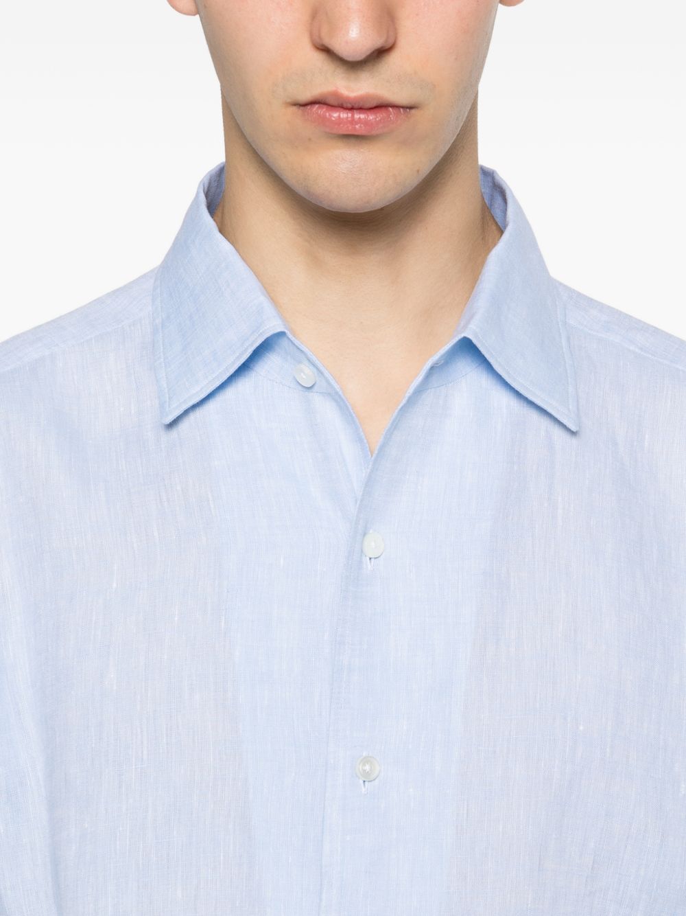Camicia a maniche lunghe in lino in blu Zegna - uomo 