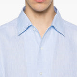 Camicia a maniche lunghe in lino in blu Zegna - uomo 