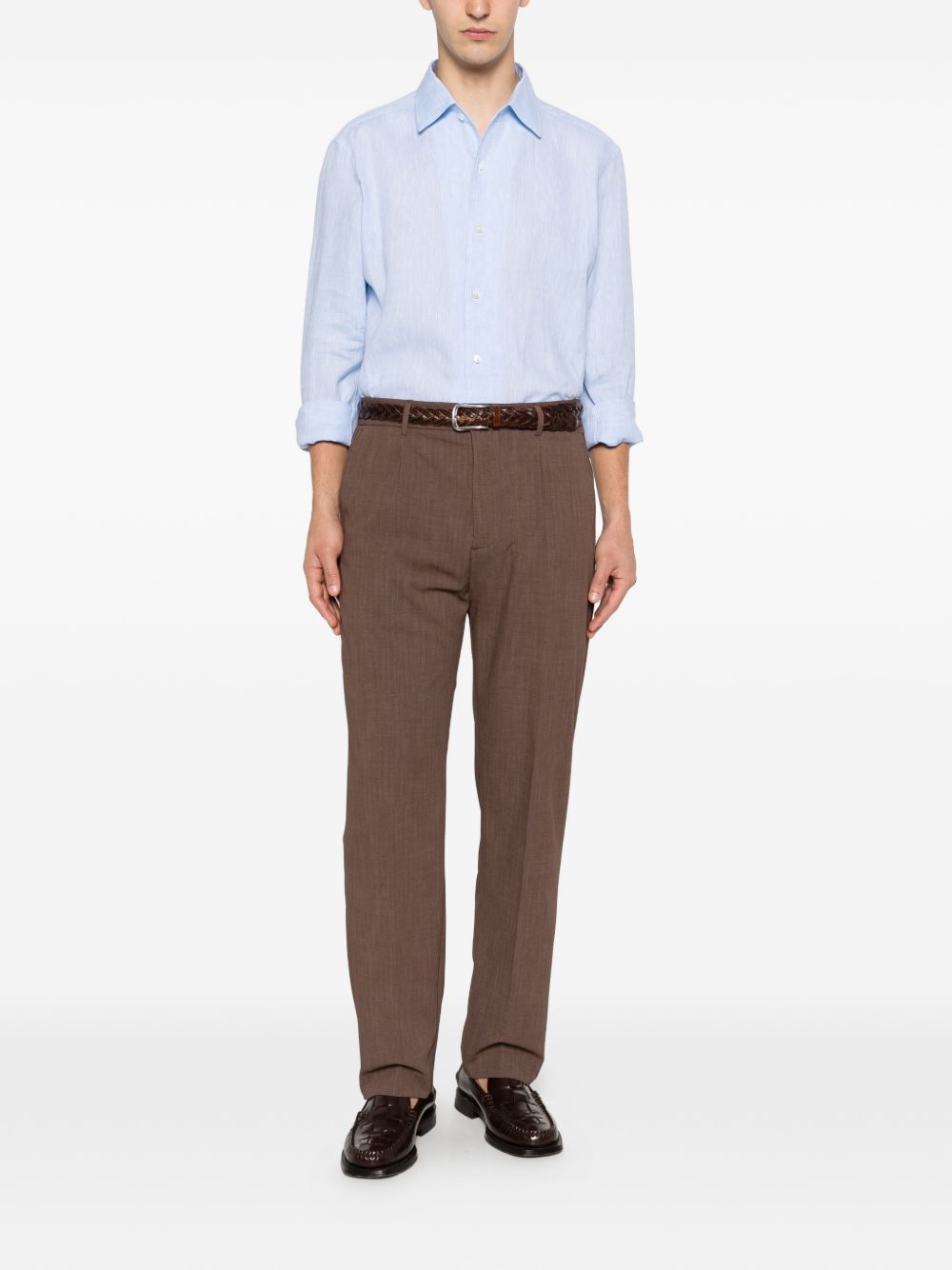 Camicia a maniche lunghe in lino in blu Zegna - uomo 