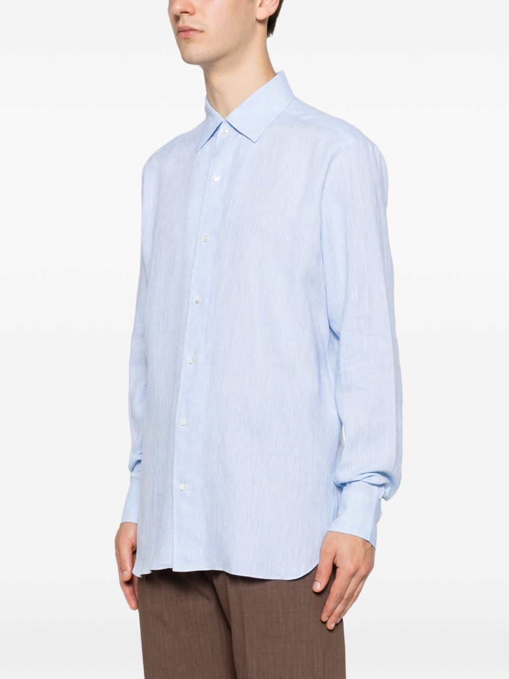 Camicia a maniche lunghe in lino in blu Zegna - uomo 