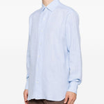 Camicia a maniche lunghe in lino in blu Zegna - uomo 
