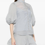 Camicia con bottoni e maniche a tre quarti in blu Zimmermann - donna 