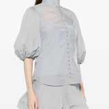 Camicia con bottoni e maniche a tre quarti in blu Zimmermann - donna 