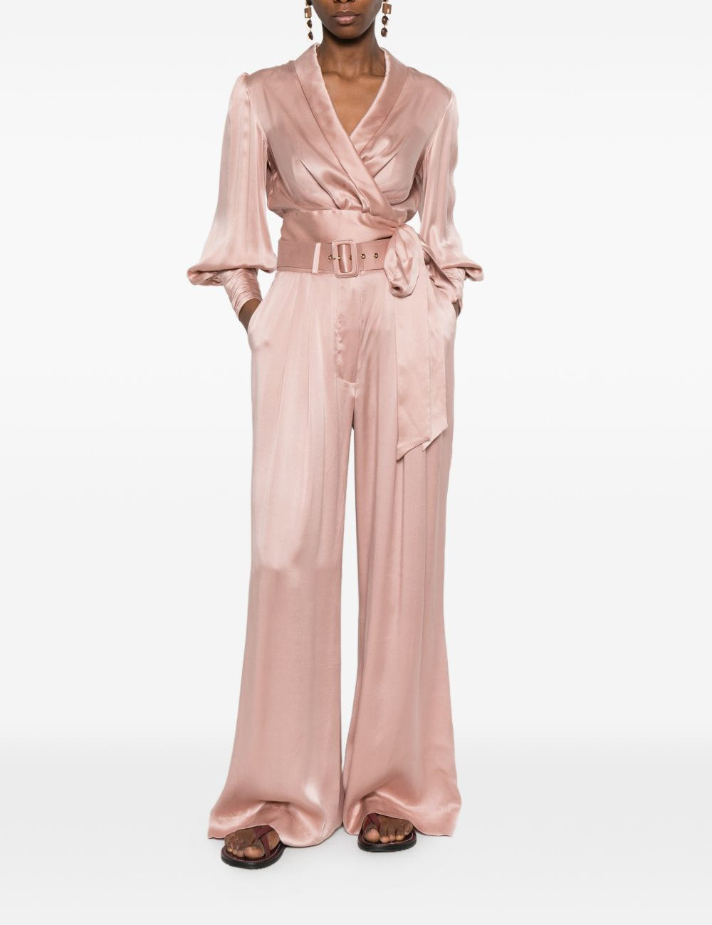 PANTALONI A GAMBA AMPIA CON CINTURA in rosa Zimmermann - donna 