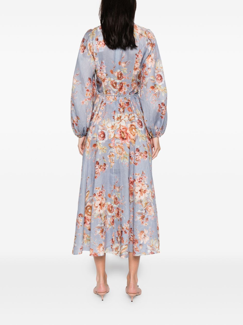 Abito midi a fiori Awaken Billow in blu Zimmermann - donna 