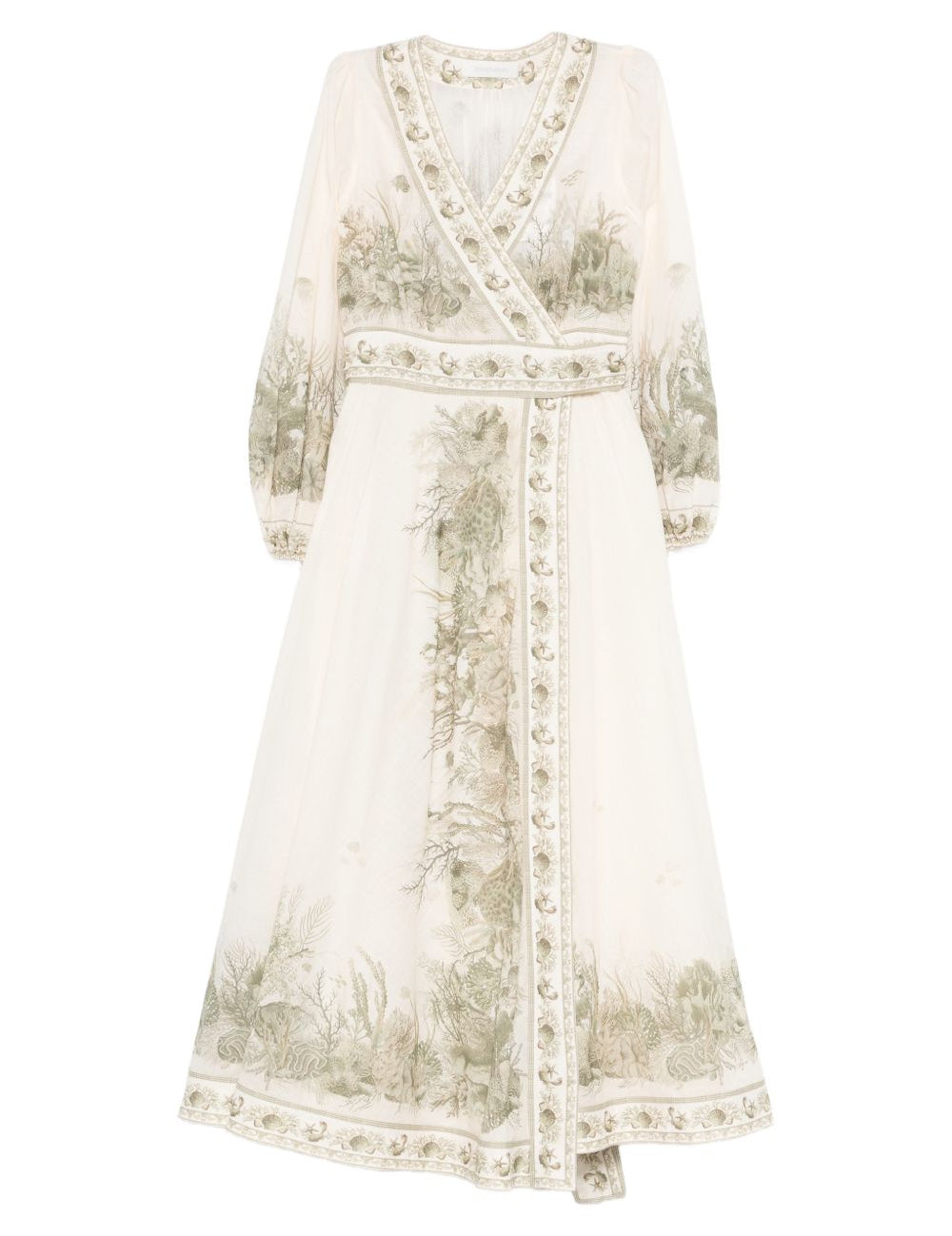 Abito midi a portafoglio Wanderlust in avorio Zimmermann - donna 