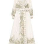 Abito midi a portafoglio Wanderlust in avorio Zimmermann - donna 