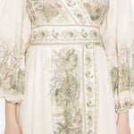 Abito midi a portafoglio Wanderlust in avorio Zimmermann - donna 